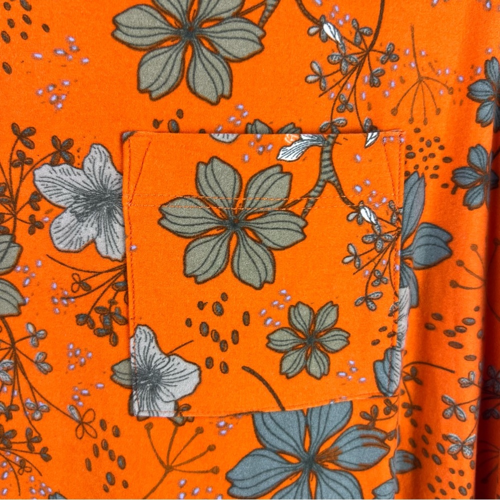 LuLaRoe Carly Dress Orange Floral High-Low Hem Stretch Knit XS Casual Boho - Picture 5 of 10